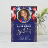 Invitation Ballons Bleus Bleus Rouge Anniversaire de enfant I (Debout devant)