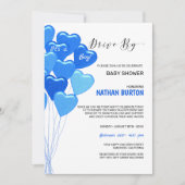 Invitation Ballons Bleus Conduits Par Bébé (Devant)