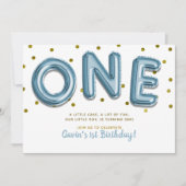 Invitation Ballons Bleus Confettis Dorés Fête d'anniversaire  (Devant)