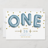 Invitation Ballons Bleus Confettis Dorés Fête d'anniversaire  (Dos)