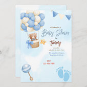 Invitation Ballons Bleus Douche bébé (Devant / Derrière)