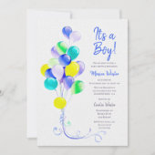Invitation Ballons Bleus Douche bébé (Devant)