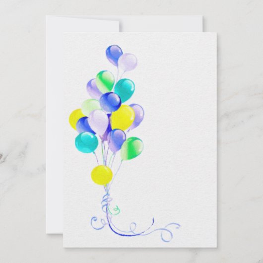 Invitation Ballons Bleus Douche bébé (Dos)