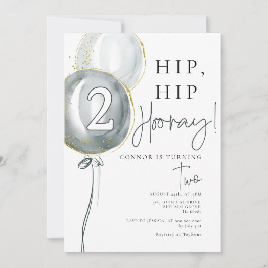Invitation Ballons bleus garçon 2 anniversaire (Devant)