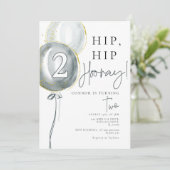 Invitation Ballons bleus garçon 2 anniversaire (Debout devant)