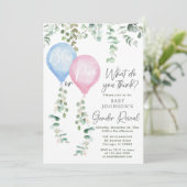 Invitation Ballons bleus ou roses verdure genre révéler (Debout devant)