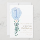 Invitation Ballons Bleus Premier anniversaire (Devant)