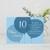 Invitation Ballons Blue Party Anniversaire de enfant Invitati (Debout devant)