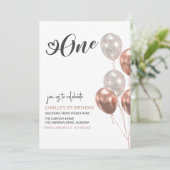 Invitation Ballons Blush fille premier anniversaire (Debout devant)