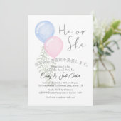 Invitation Ballons botaniques bleu rose pour le sexe (Debout devant)