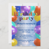 Invitation Ballons brillants brillants et colorés Anniversair (Devant)