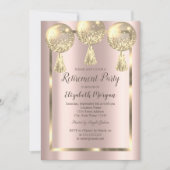 Invitation Ballons, Cadre, Or Rose, Retrait Parties scintilla (Devant)