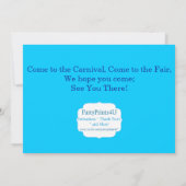 Invitation Ballons, carrousel, fête d'anniversaire de cirque (Dos)