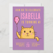 Invitation Ballons chats mignons fête d'anniversaire (Devant)