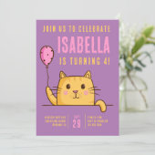 Invitation Ballons chats mignons fête d'anniversaire (Debout devant)