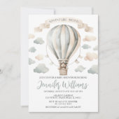 Invitation Ballons chauds en peluche ours bébé bébé douche (Devant)