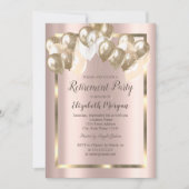 Invitation Ballons Chic, Cadre, Or Rose, Retrait (Devant)