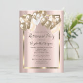 Invitation Ballons Chic, Cadre, Or Rose, Retrait (Debout devant)
