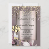 Invitation Ballons Chic, Départ Des Fleurs De Confetti Or (Devant)