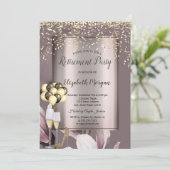 Invitation Ballons Chic, Départ Des Fleurs De Confetti Or (Debout devant)
