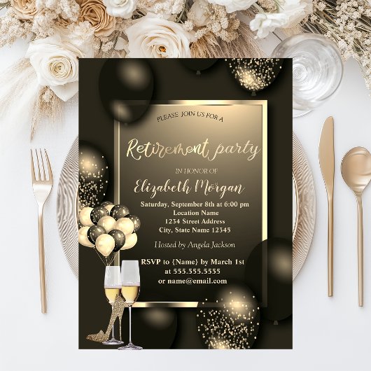 Invitation Ballons Chic, Glas, Retraite talons Élevés