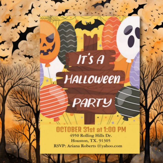 Invitation Ballons citrouilles C'est une fête d'Halloween