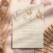 Invitation Ballons Coeur de Script moderne Baby shower neutre