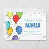 Invitation Ballons colorés Anniversaire fête Personnalisé (Devant)
