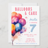 Invitation Ballons colorés Aquarelle Anniversaire de enfant (Devant)