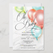Invitation Ballons colorés Baby shower neutre genre (Devant)