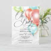 Invitation Ballons colorés Baby shower neutre genre (Debout devant)