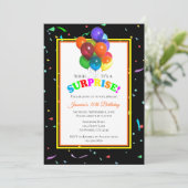 Invitation Ballons colorés & Confetti | Parti surprise (Debout devant)