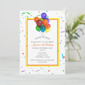Invitation Ballons colorés & Confetti | Partie personnalisée (Debout devant)