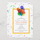 Invitation Ballons colorés & Confetti | Partie personnalisée (Devant / Derrière)