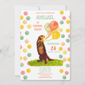 Invitation Ballons colorés de Otter doux Anniversaire (Devant)