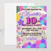 Invitation Ballons colorés festifs Anniversaire (Devant / Derrière)