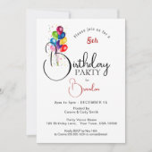 INVITATION BALLONS COLORÉS, FÊTE D'ANNIVERSAIRE (Devant)