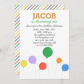 Invitation Ballons colorés fête d'anniversaire (Devant / Derrière)