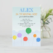 Invitation Ballons colorés fête d'anniversaire (Debout devant)