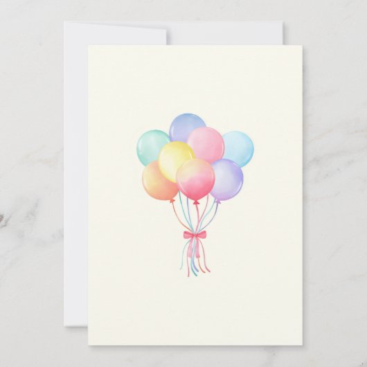 Invitation Ballons colorés mignon ours fille Anniversaire (Dos)