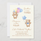 Invitation Ballons colorés Ours Garçons Joyeux Anniversaire (Devant)