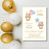 Invitation Ballons colorés Ours Garçons Joyeux Anniversaire
