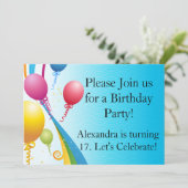 Invitation Ballons colorés | Rubans bouclés (Debout devant)