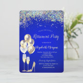 Invitation Ballons, Colorful Confetti Royal Blue Retraite (Debout devant)
