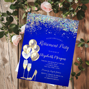 Invitation Ballons, Colorful Confetti Royal Blue Retraite