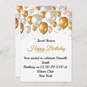 Invitation Ballons d'anniversaire (Devant / Derrière)