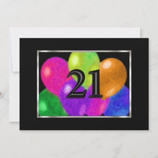Invitation Ballons d'anniversaire 21 (Devant)
