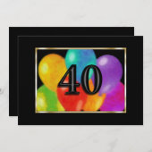 Invitation Ballons d'anniversaire 40 (Devant / Derrière)