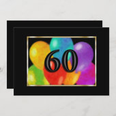 Invitation Ballons d'anniversaire 60 (Devant / Derrière)