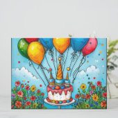 Invitation Ballons d'anniversaire colorés (Debout devant)
